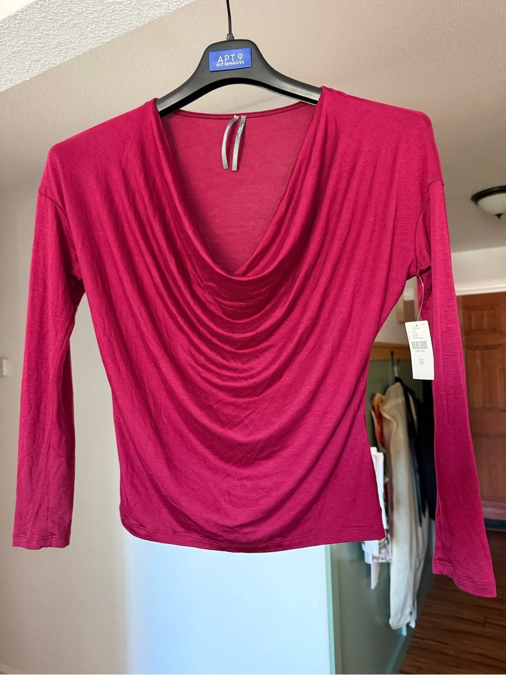 Anthropologie Draped Cowl Long Sleeve Top - Plum